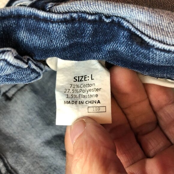 Womens Bib Overalls Large Blue Denim Flare Leg Vintage Medium Wash Casual Y2K - Picture 11 of 16